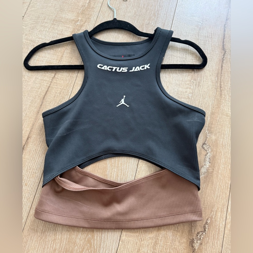 Jordan Black and Red Logo Top